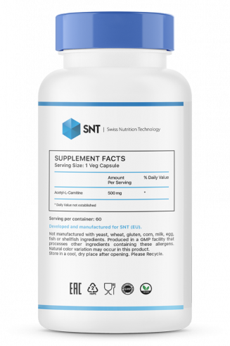 SNT Acetyl-L-Carnitine, Ацетил-L-Карнитин, 60 капсул