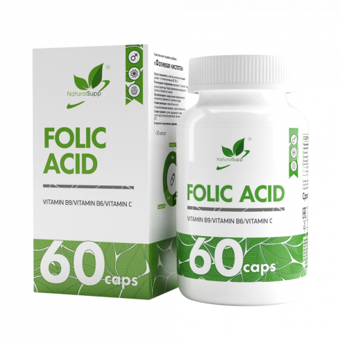 Natural Supp Folic Acid, 60 капсул