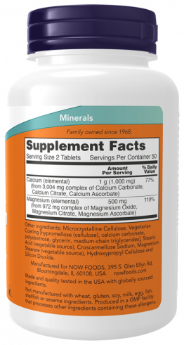 NOW Calcium &amp; Magnesium, Кальций и Магний, 100 таблеток