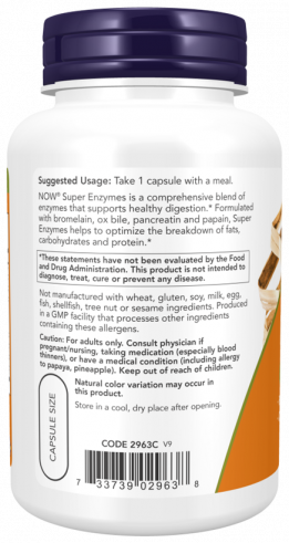 NOW Super Enzymes, Супер Энзимы, 90 капсул