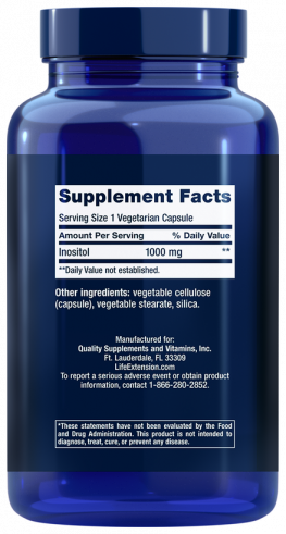 Life Extension Inositol 1000 mg, Инозитол 1000 мг, 360 капсул